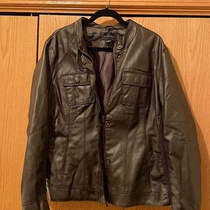 Women’s Plus Size Faux Leather Jacket w/Knit Side Gussets 3X Deep Dark Brown